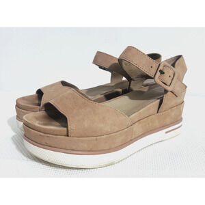 Eileen Fisher Sport Tumbled Sneaker Womens Sandals 6 Leather Beige Shoes